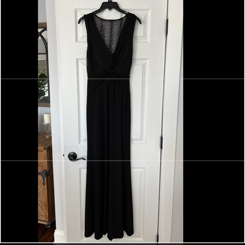 Windsor Illusion Sequin Back Black Evening Gown, Size Large